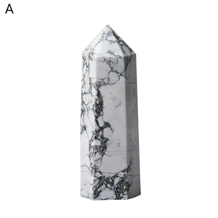 

Yoone Natural Stone Decorative Polished Hexagonal Column White Aura Reiki Fine Symbol Stone for Meditation
