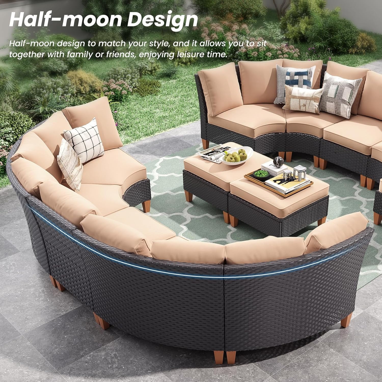 STARY Patio Furniture Set, 5 Piece Outdoor Sectional Furniture Set with Cushions, Wicker Patio Conversation Set Outdoor Sectional Sofa, All-Weather PE Rattan Sofa for Garden, Backyard and Poolside