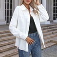 thumbnail image 4 of FAIWAD Lapel Shirts for Womans Long Sleeve Button Down Shirts Solid Color Loose Casual Fall Winter Clothes, 4 of 7