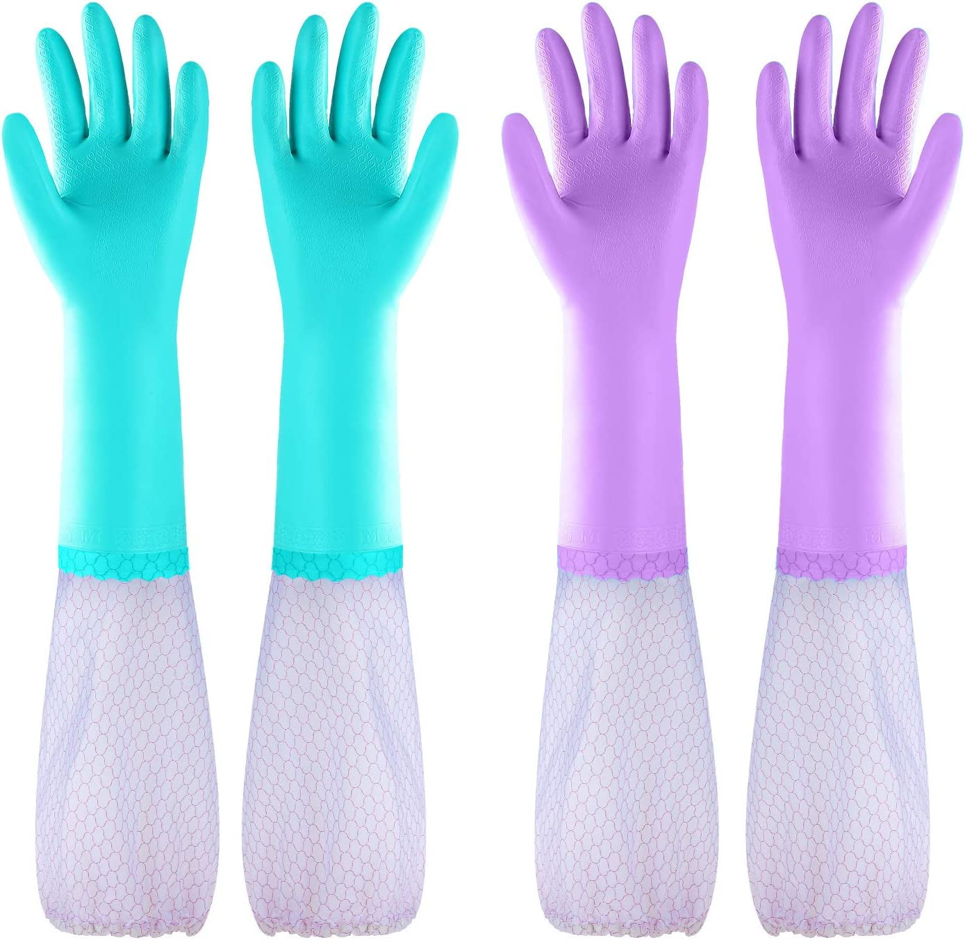 Dishwashing Gloves Kitchen Glove Wash up Gloves 2 Pairs Elgood Household Cleaning Gloves with Latex Free Blue+Purple, M 