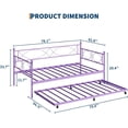 thumbnail image 2 of Bingirl Cadre de Lit de Jour en Métal Format Simple avec Tiroir-Lit : Lattes en Métal Robustes, Base de Matelas, Canapé-Lit Plateforme, Roulettes Verrouillables, pour Salon, Chambre, Chambre d'Amis, Violet, 2 of 8