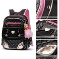 thumbnail image 2 of Mochila para niñas, mochilas impermeables para niños, mochila escolar, mochilas para niños pequeños, linda mochila de viaje (grande, A-negro), 2 of 5