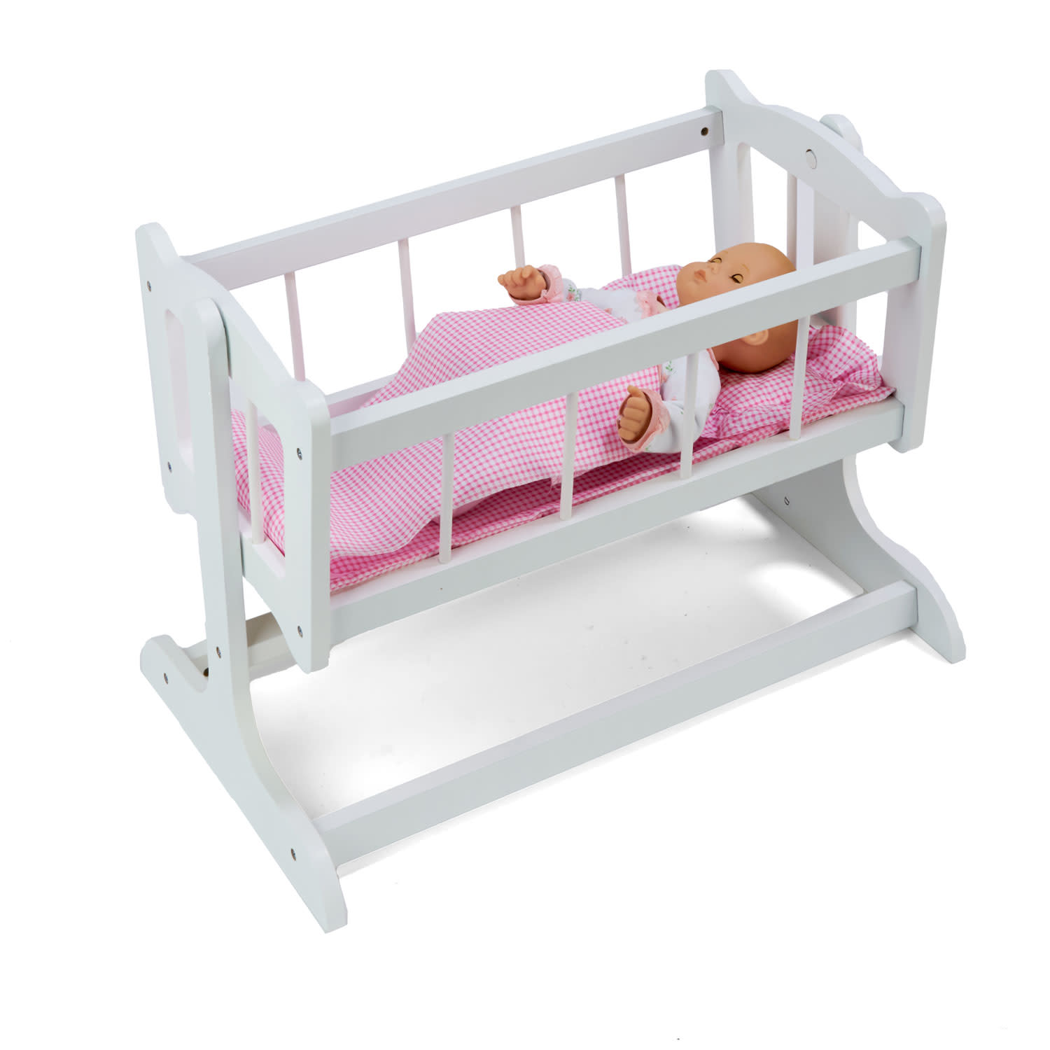 Badger Basket Heirloom Style Doll Cradle with Bedding - White/Pink - image 5 of 8