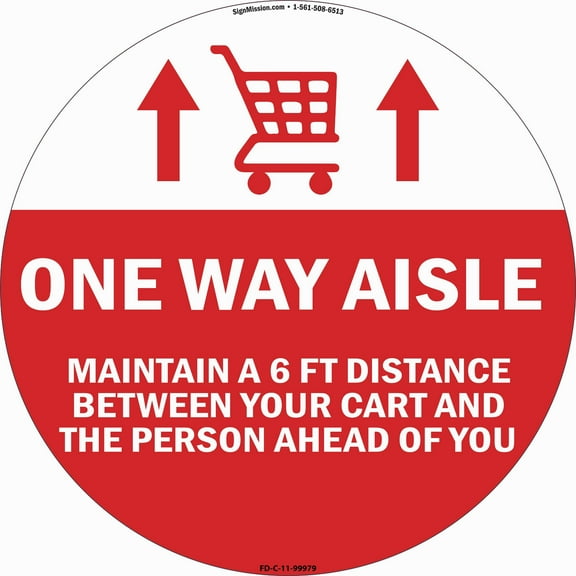 Coronavirus One Way Aisle Non-Slip Floor Graphic | 12 Pack of Vinyl Decal | Protect Your Business, Work Place & Customers | Made in The USA