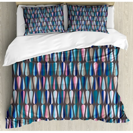 Mid Century Duvet Cover Set Modern Style Retro Pattern With