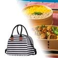 thumbnail image 4 of Bolsa térmica para almuerzo para adultos con correa ajustable para el hombro para viajes rayas blancas negras, 4 of 6