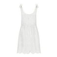 thumbnail image 6 of Womens Plus Size Summer Dresses Solid Color V-neck Sleeveless Lace Shoulder Strap Hollow Out Embroidery Waist Dress, 6 of 7