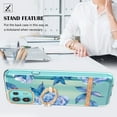 thumbnail image 2 of Allytech for Moto Edge 20 Lite/ Moto Edge 20 Fusion Case with Ring Holder Stand, Slim Shell Floral Series Bumper Anti-Scratch Shockproof Lightweight Phone Case Cover for Girls Women, Blue Flower, 2 of 4