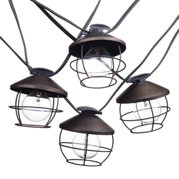 Globe Electric Chicago 10-Light 10 ft. Outdoor/Indoor String Light, Round Vintage Edison Bulbs Included, 12949