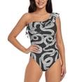 thumbnail image 2 of Picia Snake Pattern Women's One Piece Swimsuits,One Shoulder Swimwear Asymmetric ,Ruffle Monokinis Bathing Suits,High Waisted Flattering Bathing Suits-XX-Large, 2 of 8