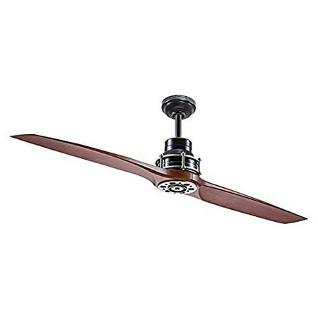 Photo 1 of Kichler Lighting 56-in Satin Black with Antique Pewter Accents Downrod Mount Indoor Ceiling Fan with Remote (2-Blade)                             