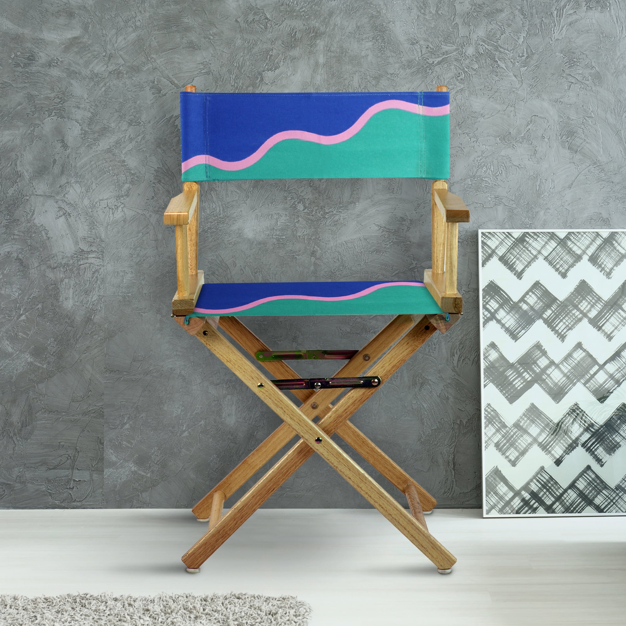 18" Director's Chair Natural Frame-Wavy Wave