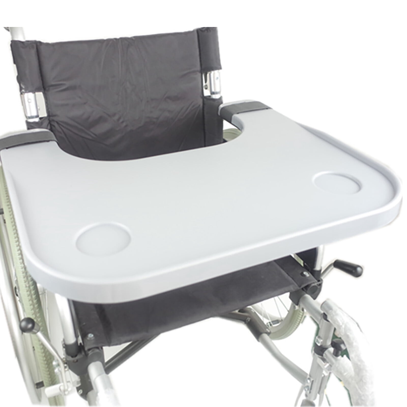 Removable Wheelchair Lap Tray Table w/ 2 Cup Mug Holder Fit Eating Reading Table