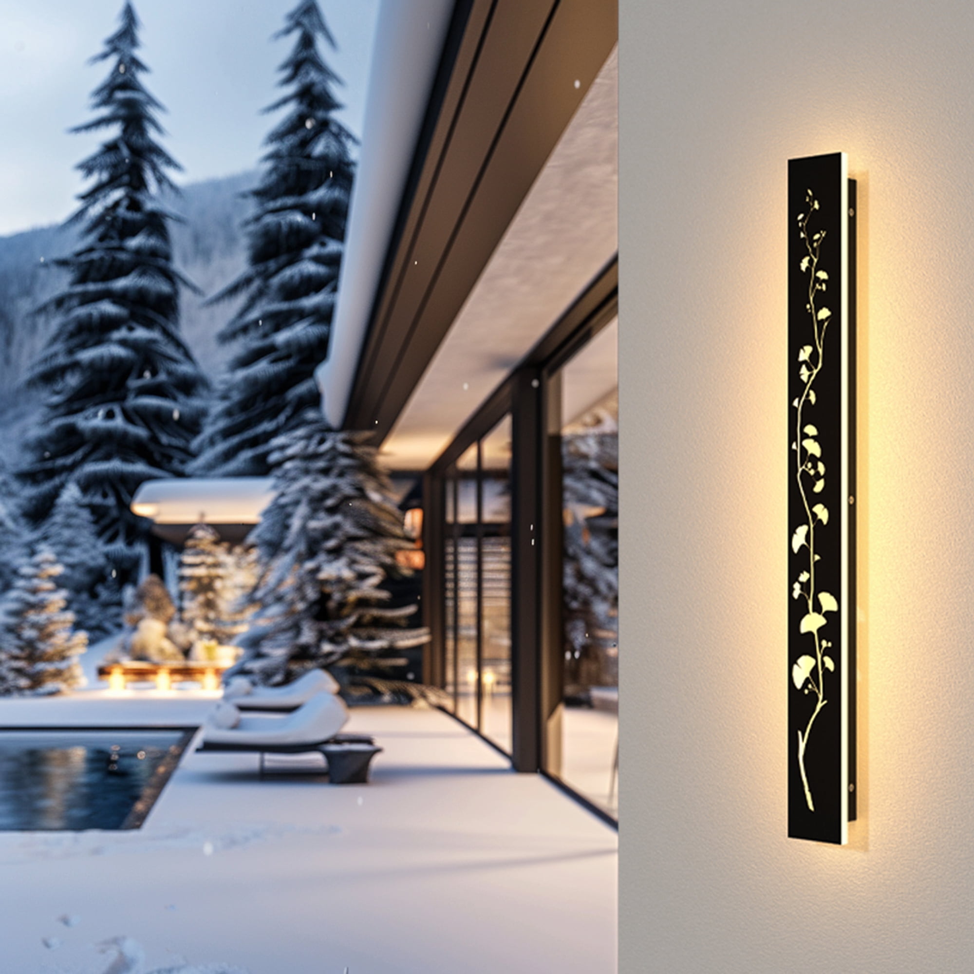 1 Pack 23.6inch-Black waterproof outdoor wall light, modern outdoor LED long wall light waterproof wall light, porch light, outdoor 3000K wall light, suitable for villas, courtyards, gardens, garages