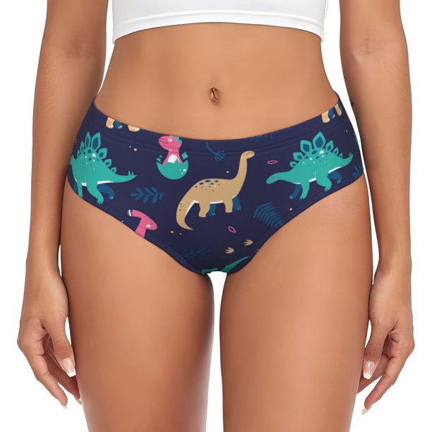 Balery Cartoon Dinosaur Ropa Interior de Algodón para Mujer con Dibujo – Braguitas Cómodas y Elásticas, Estilo Clásico-X-Small