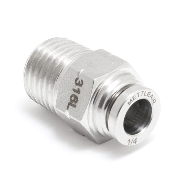 Poussée Droite en Acier Inoxydable 316L pour Raccorder le Raccord 1/4" OD x 1/8" NPT Male (PACK de Dix) MettleAir