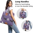 thumbnail image 2 of 5 Pack Foldable Shopping Bag,Purple Halloween Ghosts Skulls and Bats Reusable Grocery Bags with Pockets,Large Reusable Tote Bags with Handles Waterproof & Lightweight, 2 of 6