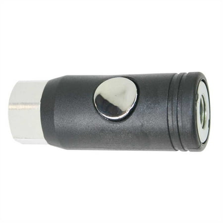 Npt Female Pipe Coupler - Interstate Pneumatics CG440PB 1/4 Inch Universal Push Button Aluminum Coupler x 1/4 Inch Female NPT with Plastic Sleeve