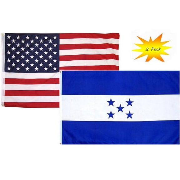 2x3 2'x3’ Wholesale Set (2 Pack) USA American & Honduras Country Flag Banner