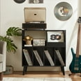thumbnail image 6 of LELELINKY Record Player Stand, Vinyl Record Storage Cabinet, Mid-Century Turntable Stand Table Holds up to 300 Albums Living Room Bedroom Office, Black, 6 of 8