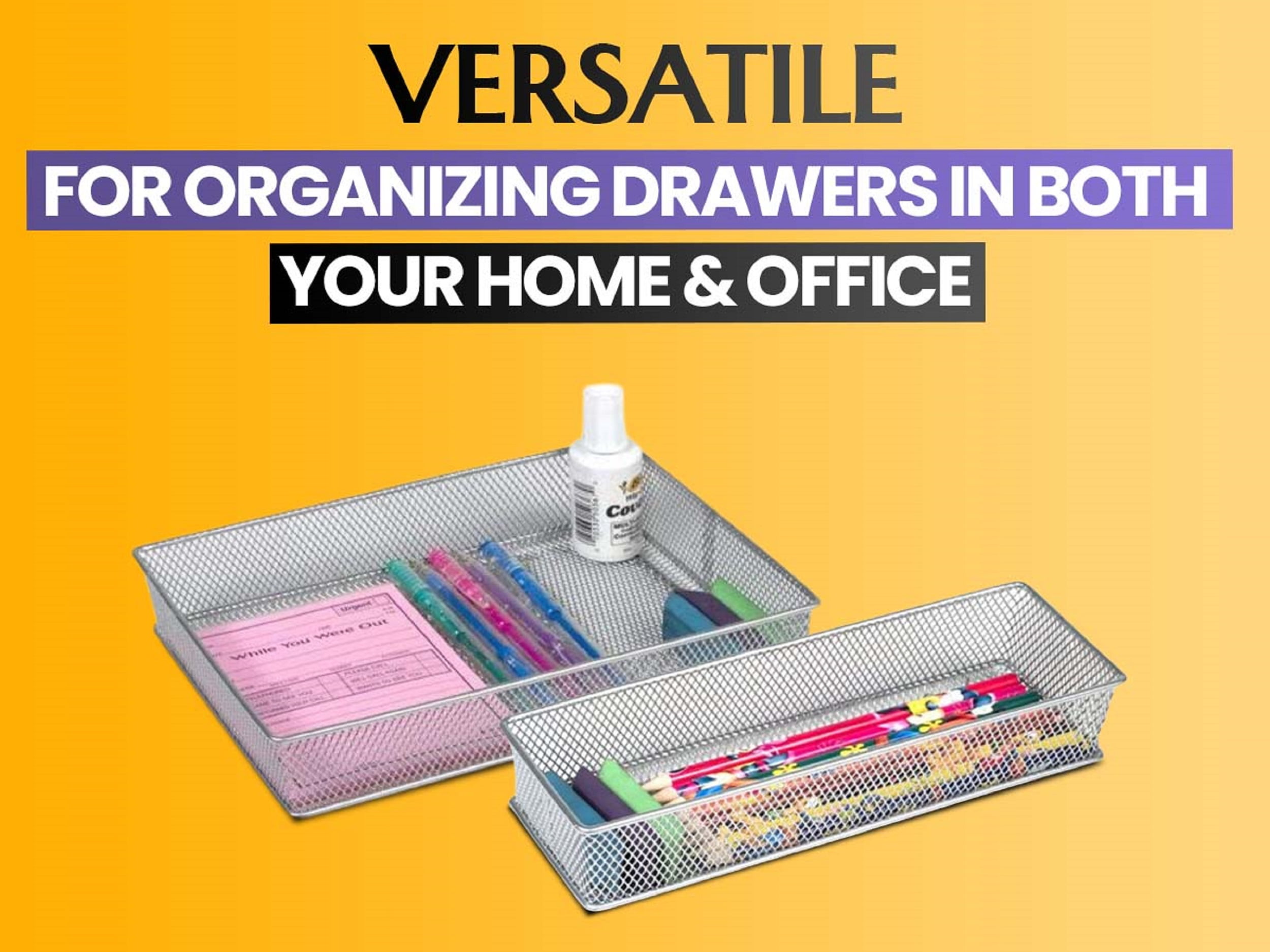 YBM Home White Mesh Desk Drawer Organizer Tray for Home and Office - Multipurpose Storage Holder, 2521-2