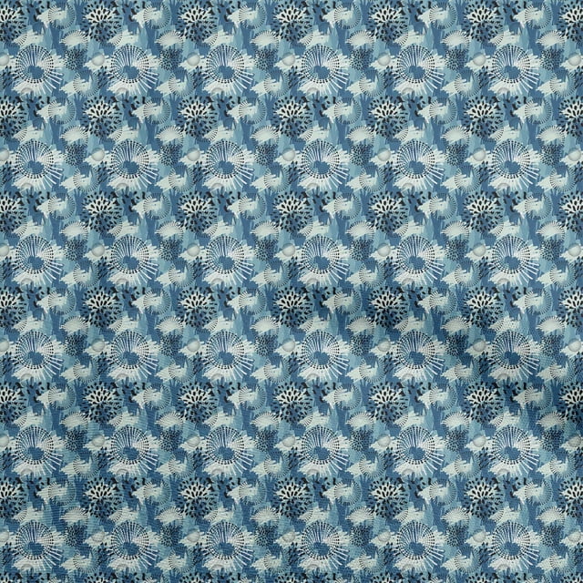 oneOone Viscose Jersey Blue Fabric Abstract Sewing Craft Projects Fabric Prints By Yard 60 Inch Wide