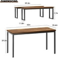 thumbnail image 7 of SOGES 3 Piece Dining Set 45inch Dining Table with Benches for 4, Wood Dining Table for Kitchen, Iron Frame, Brown, 7 of 7