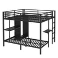thumbnail image 6 of King over Twin XL Bunk Bed, Metal Bunk Bed Frame with Built-in Wardrobe and Foldable Desk,Space-Saving/Noise Reduced, Black, 6 of 11