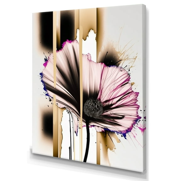 Designart Pink Gerbera Flower On Abstract Fusion II Canvas Wall Art