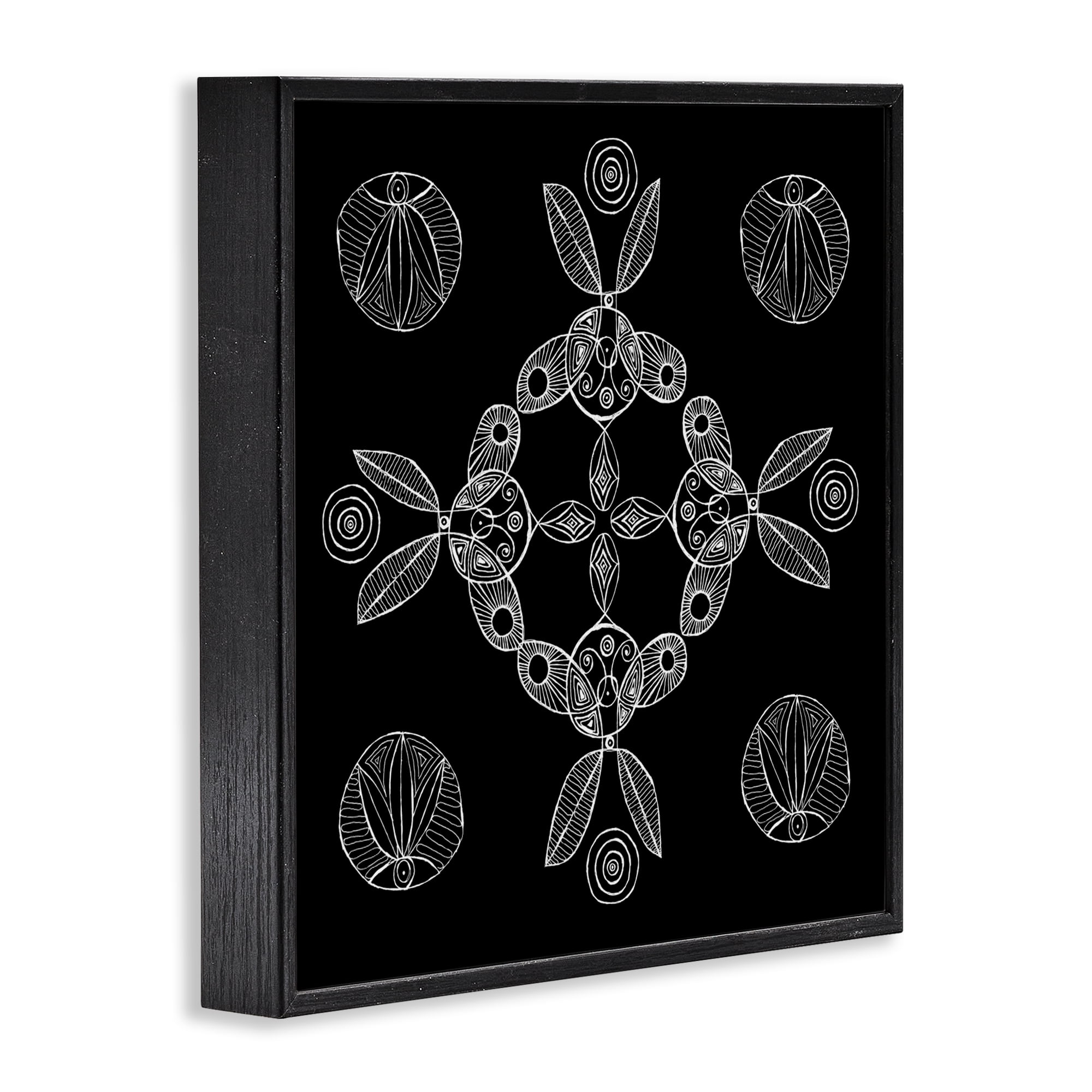 Stupell Industries Circular Symmetry Elementals Black Framed Giclee Art, design by El Perkin