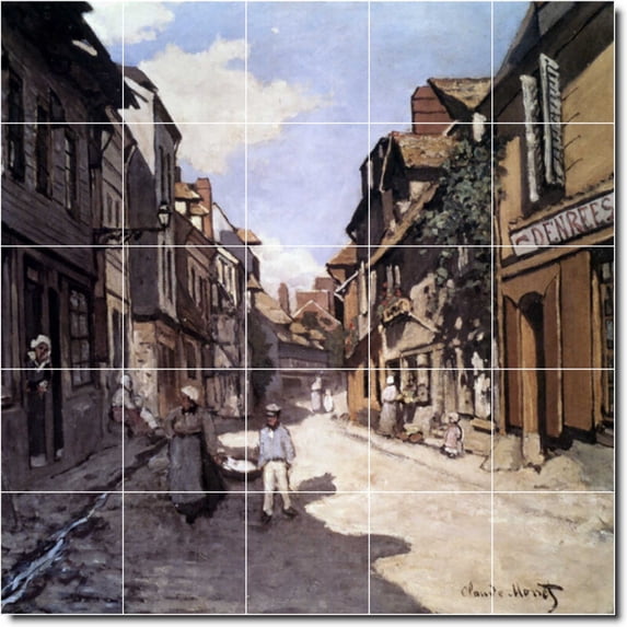Ceramic Tile Mural-Claude Monet City Wall Tile Mural 9. 21.25" w x 21.25" h using (25) 4.25 x 4.25 ceramic tiles