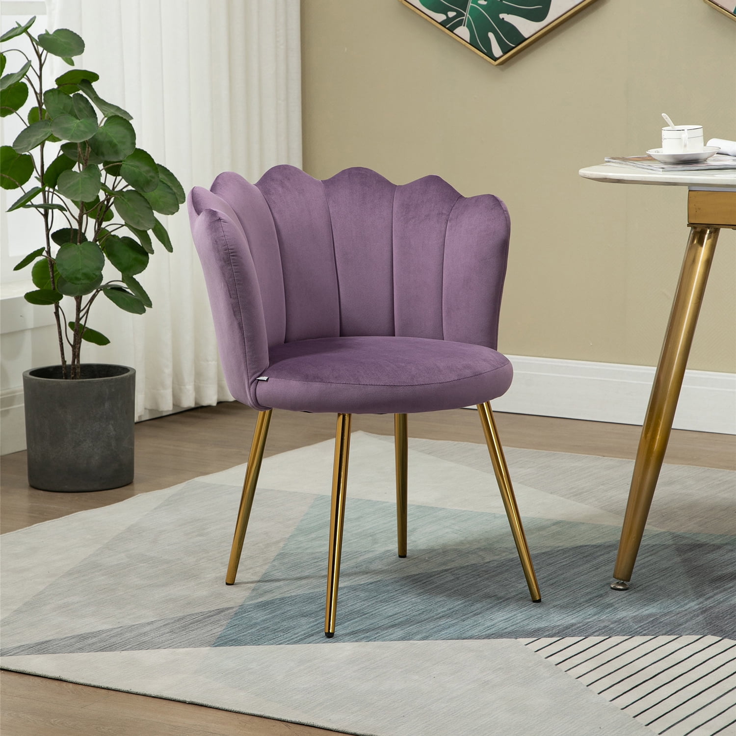 Kepooman Modern Accent Arm Chairs, Mid-Century Upholstered Side Seat with Solid Metal Legs, Purple Kepooman Modern Accent Arm Chairs, Mid-Century Upholstered Side Seat with Solid Metal Legs, Purple
