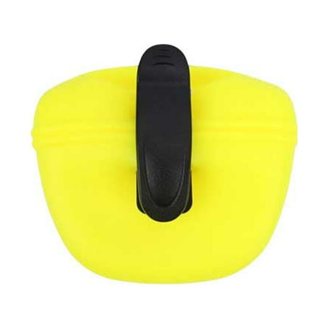 ruzhgo Silicone Pet Snack Food Bag Portable Reusable Flexible Refillable Outdoor Training Playing Feeding Pouch Pack with Back Clip Blue Yellow