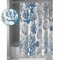 thumbnail image 3 of 72x78 Inch Shower Curtain Coastal Blue Coral Bathroom Decor Waterproof Fabric Bathtub Bath Curtains Decorative Ocean Sea Shell Conch Watercolor Extra Long Shower Curtain Set with Hooks, 3 of 6