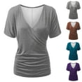 thumbnail image 3 of Tejiojio Womens Dressy Casual Blouses Business Work Tops Summer/Fall Short Sleeve Shirts Crew Neck Waffle Kint Tshirts Lightweight Clothes, 3 of 7