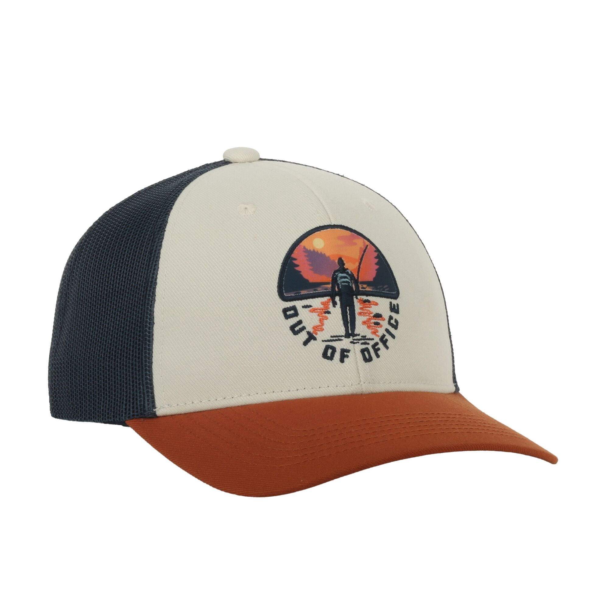 Outdoor Cap Out of Office Fishing Cap – Mid Profile Structured Snapback, One Size, Ivory