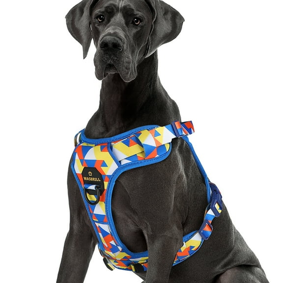 MASBRILL No Pull Dog Harness, Reflective Dog Vest with Handle No Choke Soft Padded Dog Harness for Medium Dog