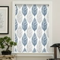 thumbnail image 4 of Navy Blue Grey Leaves Semi Sheer Curtains Drapes for Living Room, Bedroom, French Doors Window 54 Inches Long, Summer Tropical Plant Aesthetics Rod Pocket Chiffon Curtain Drapery Voile Drape Panel, 4 of 6