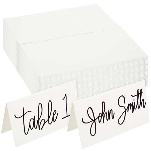 100 Pack Place Cards for Table Setting - Blank Name Cards for Wedding, Baby Showers, Banquets, Reserved Seating (3.5 x 2 In)