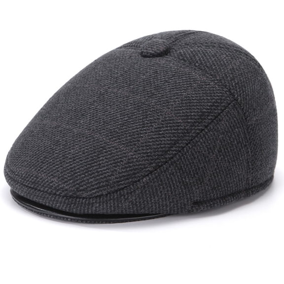 Newsboy Cap for Men Autumn Winter Warm Hat Fashion Beret Black One Size