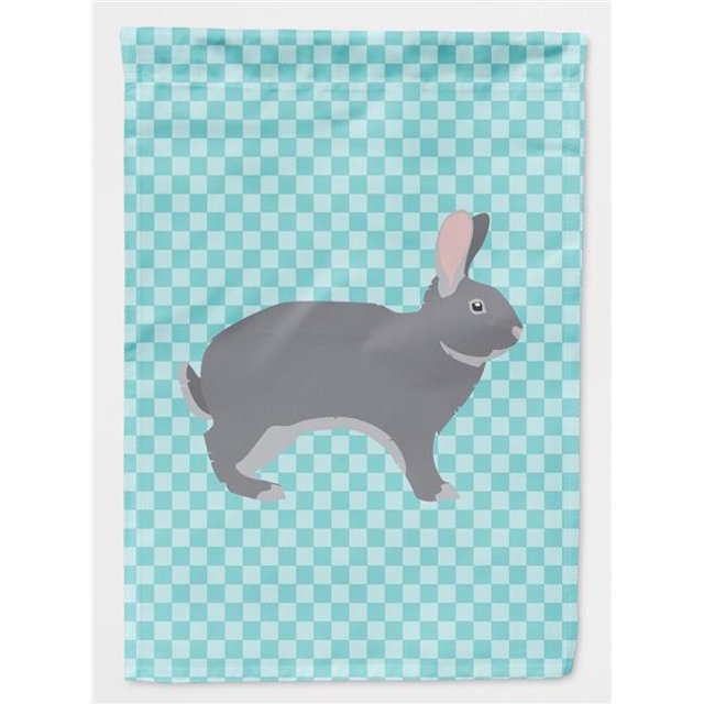 Carolines Treasures BB8140CHF Giant Chinchilla Rabbit Blue Check Canvas House Flag