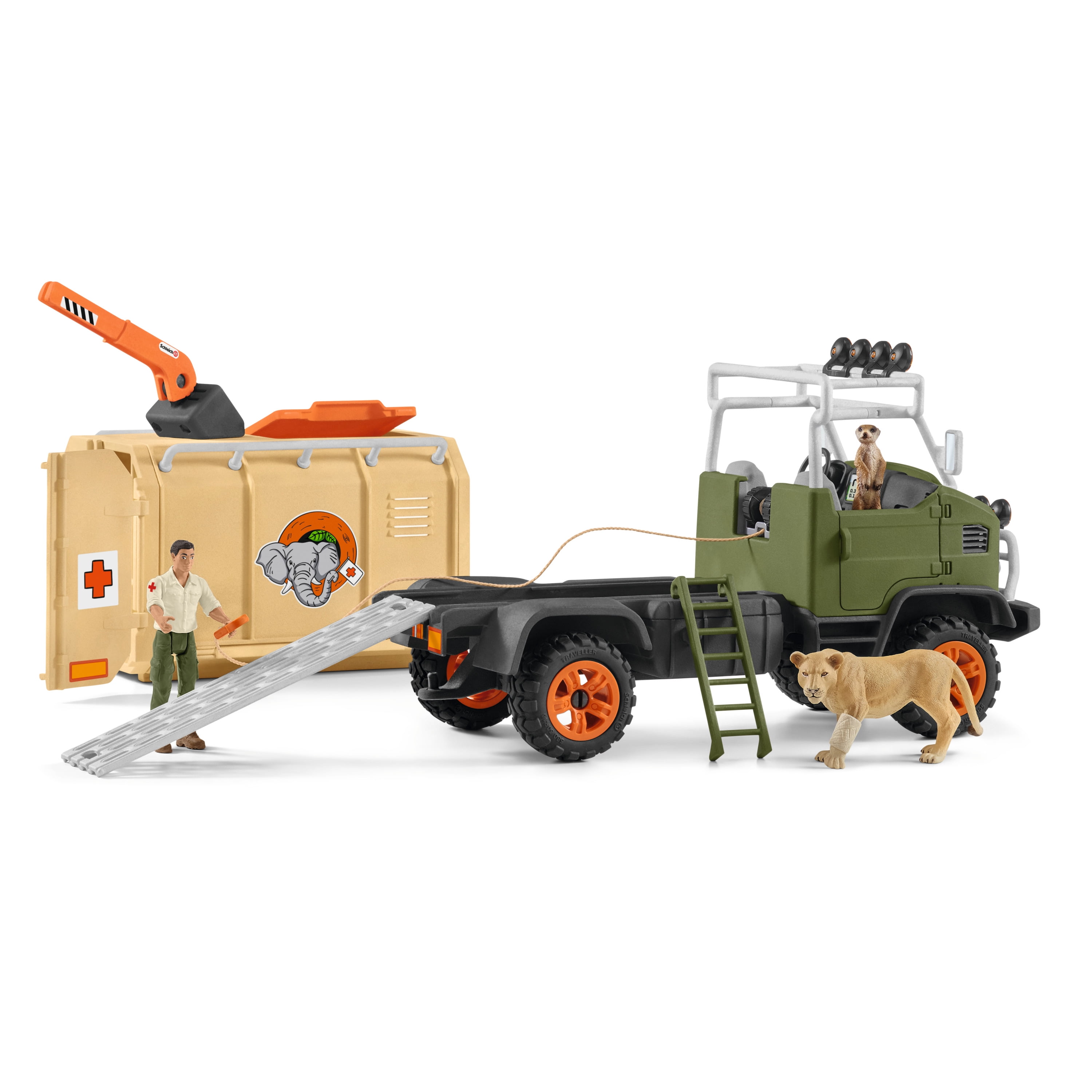 SCHLEICH Wild Life Animal Rescue Large Truck with Toy Figures & Accessories 