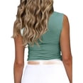 thumbnail image 5 of Women Sleeveless Mock Turtleneck Tank Tops Slim Crop Top Shirts, 5 of 6