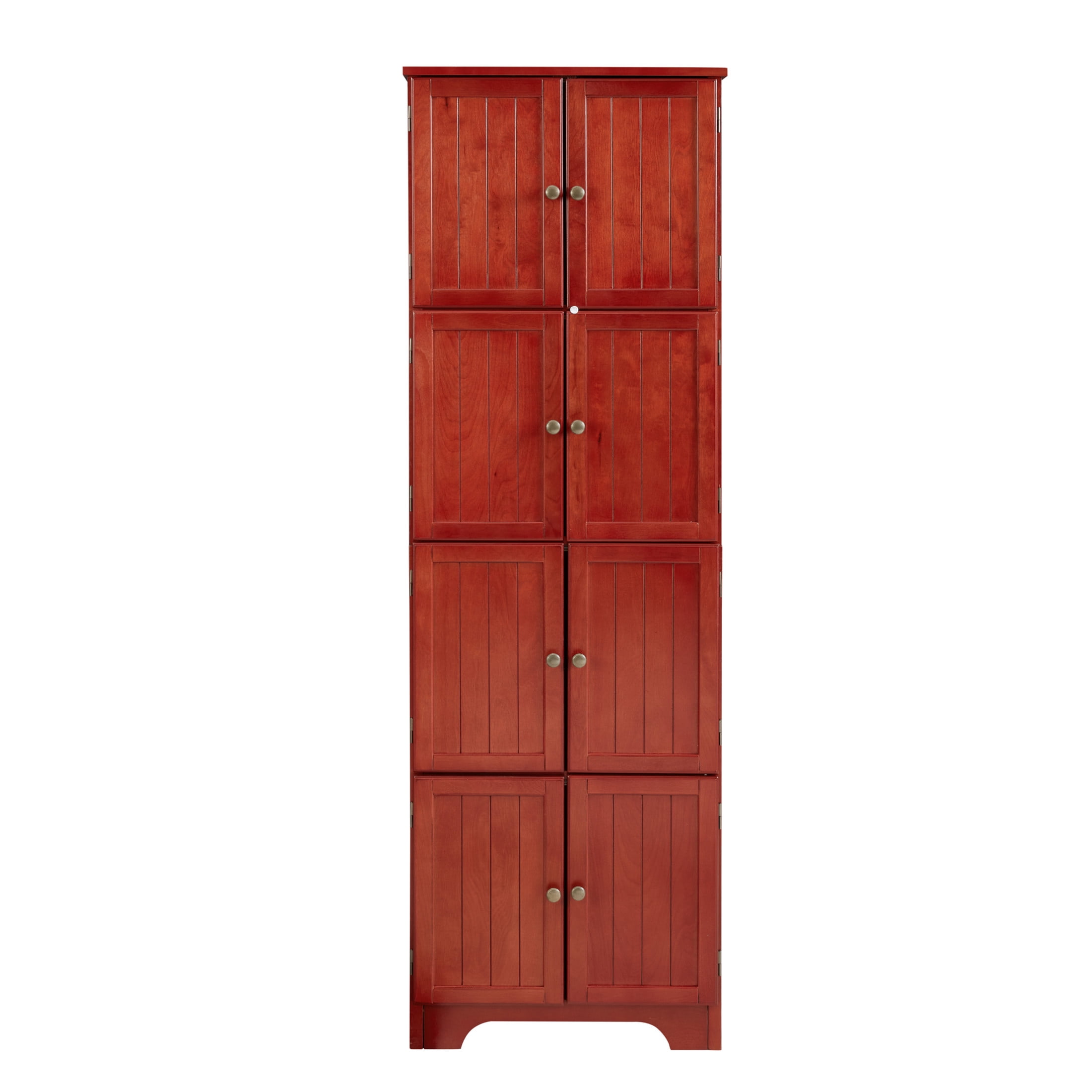 Noble House Vandal 72.4" Tall Storage Cabinet, 8-Door Freestanding Pantry Bookshelf with Shelves, Kitchen, Cherry