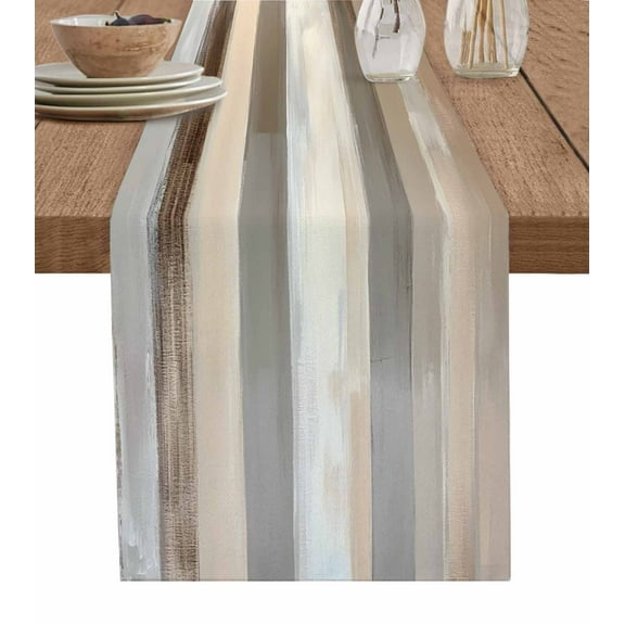 Ldtrchee Brown Grey Table Runner 48 Inches, Abstract Neutral Textured Modern Minimalist Bed Runner Dresser Scarves Tabletop for Indoor Outdoor Parties/Ceremony/Banquet, 13" x 48"