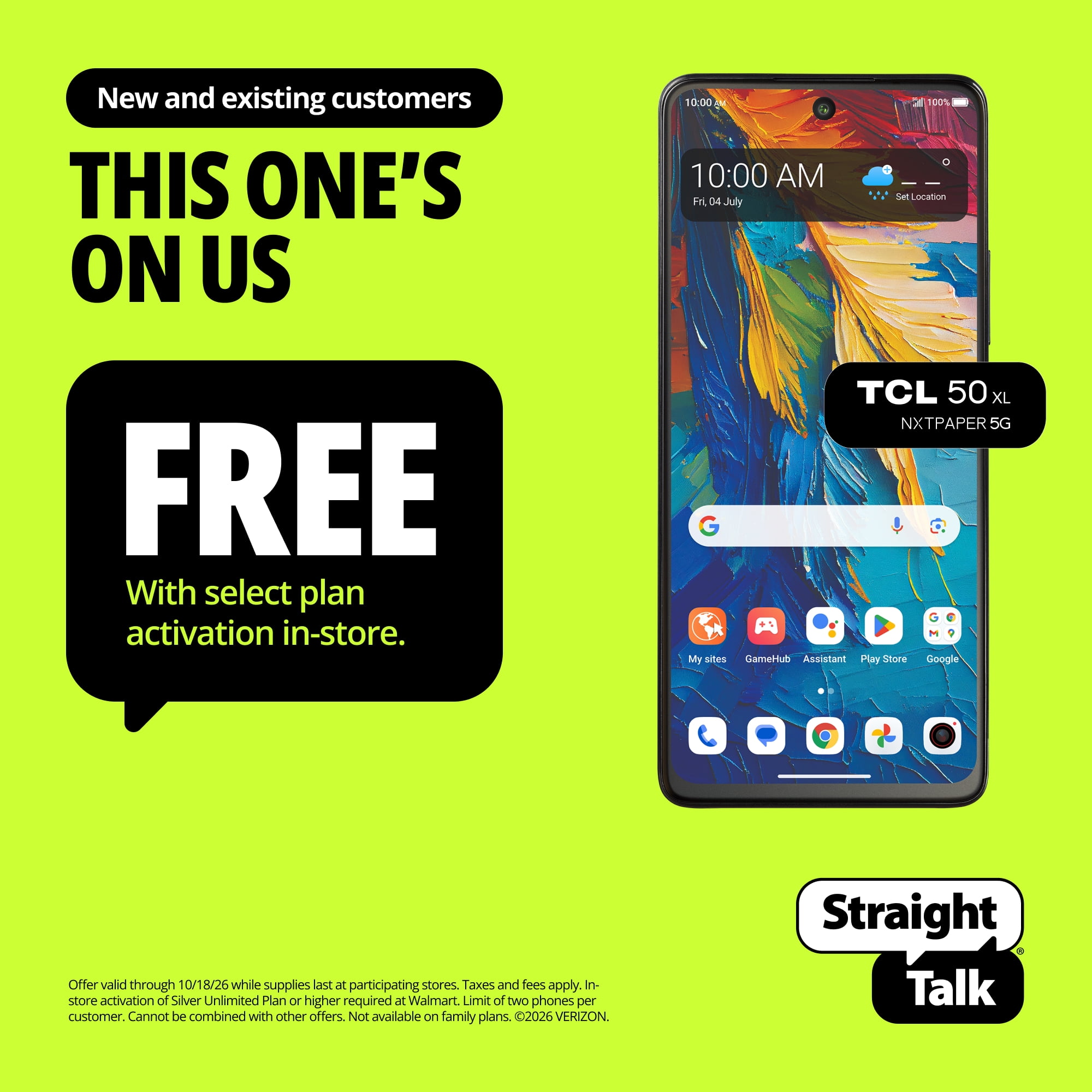 Straight Talk TCL 50XL NXTPAPER, 5G, 128GB, Blue - Prepaid Smartphone [Locked to Straight Talk]