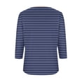 thumbnail image 4 of TFEOQRY Blouses for Women Casual Stripe Printed Fashionable Pullover Shirt Long Sleeve V-Neck Tops Dark Blue, 4 of 5