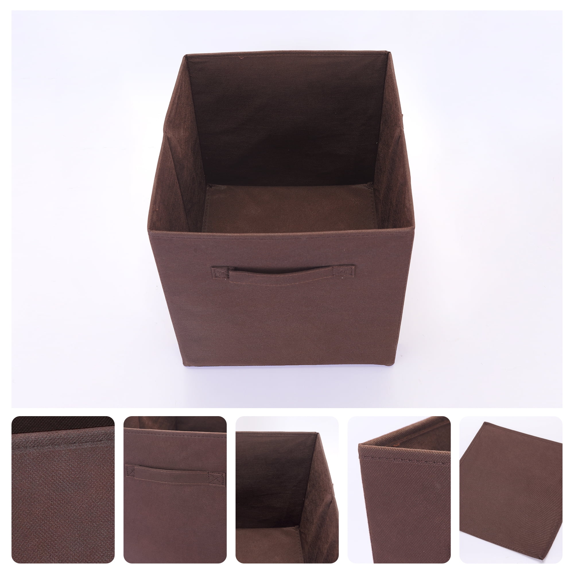 Unique Bargains Fabric Storage Cube Storage Bin Coffee 9.8*9.8*9.8in