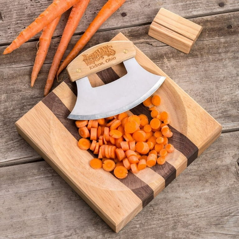 Alaska Ulu Knife And Chopping Bowl Set Bundle With Ulu Knife Sharpener,  This Ulu Knife Can Be Used As Mezzaluna Chopper, Bolo Rolling Knife And  Chopped Salad Tool. 