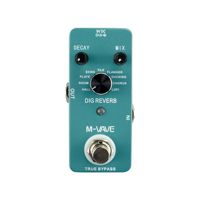 HLONK Guitar Effect Pedal DIG REVERB with Digital Reverb 9 Types Decay Mix Control Full Metal Shell True Bypass